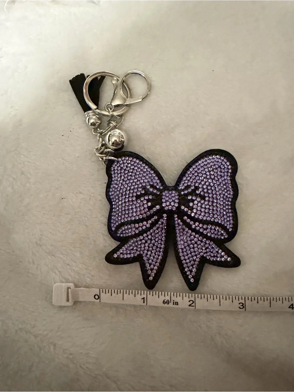 Lavender/ Black Rhinestone Bow Key & Bag Charm